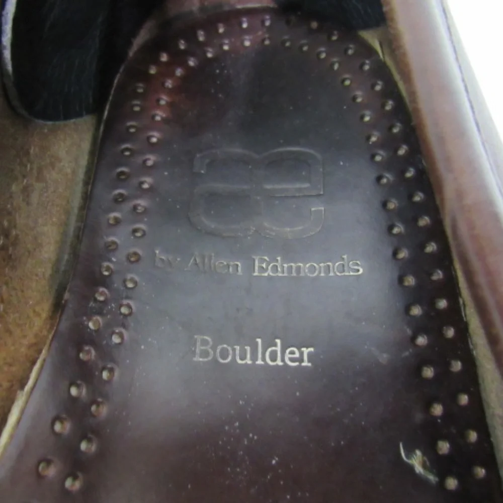 Allen‎ Edmonds Boulder Men 10D Brown Leather Casual Slip on Moccasins Shoes